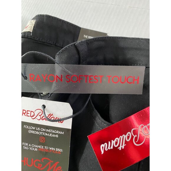 Red Bottoms Black High-Waist Booty-Lifting Stretch Jeans Size 22 Western Biker - Picture 8 of 15